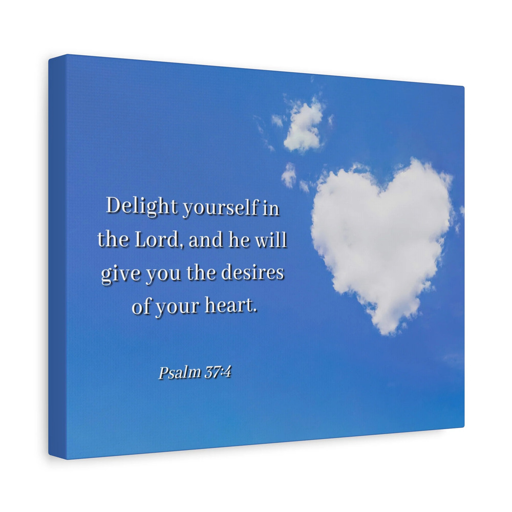 Scripture Canvas Desires Of Heart Psalms 37:4 Christian Wall Art Bible Verse